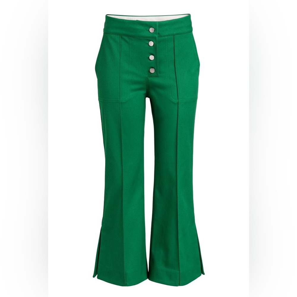 H&M studio SS18 green kick flare bell bottom pants BNWT SZ 14